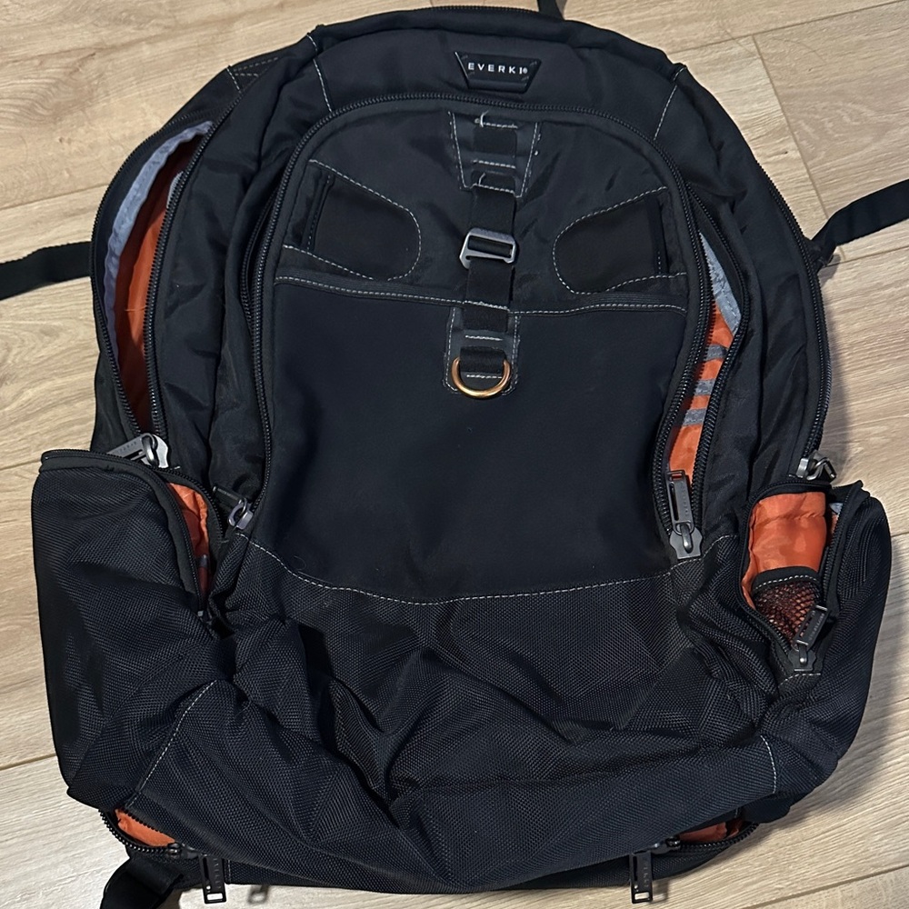 Everki Titan checkpoint friendly Black and Orange Backpack